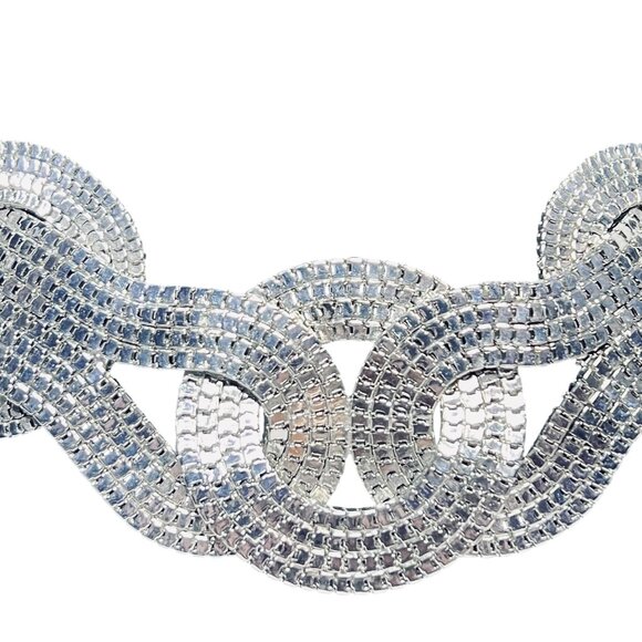 Express Chunky 4 Strand Square Link Silver Tone Necklace (5545) - Picture 3 of 6